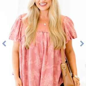 Chic Soul Dusty Rose Floral Blouse